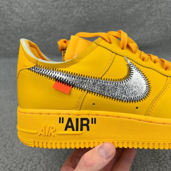 Nike Off White Air Force 1 Low Men 9 Shoes University Gold Lemonade ICA Yellow 1 - Picture 13 of 14